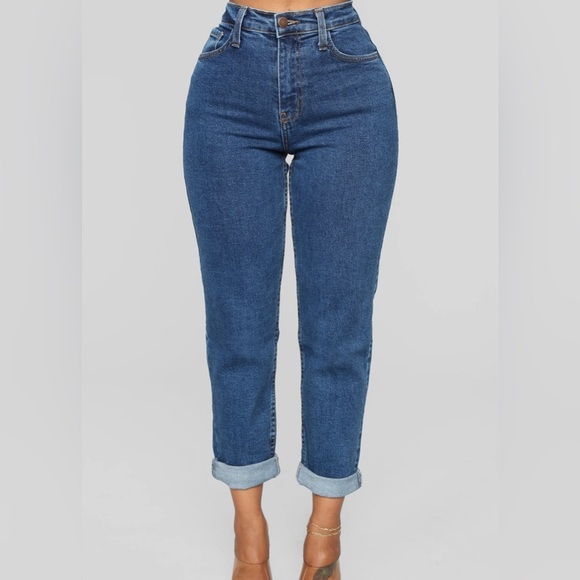Fashion Nova ‘I got it from my momma’ Jeans Dark Denim Size 7 - Picture 1 of 7